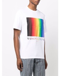 T-shirt à col rond imprimé blanc MAISON KITSUNÉ