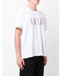 T-shirt à col rond imprimé blanc Amiri