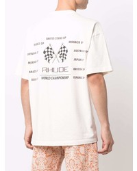 T-shirt à col rond imprimé blanc Rhude