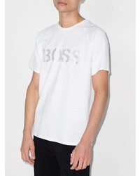 T-shirt à col rond imprimé blanc BOSS