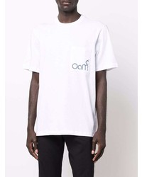 T-shirt à col rond imprimé blanc Oamc