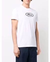 T-shirt à col rond imprimé blanc Diesel