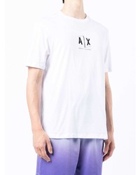 T-shirt à col rond imprimé blanc Armani Exchange