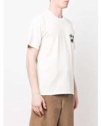 T-shirt à col rond imprimé blanc Stussy