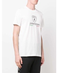 T-shirt à col rond imprimé blanc Automobili Lamborghini