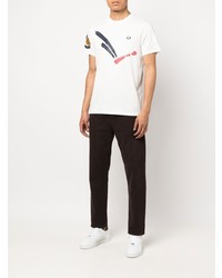 T-shirt à col rond imprimé blanc Fred Perry