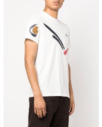 T-shirt à col rond imprimé blanc Fred Perry