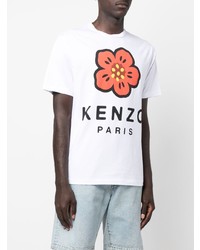 T-shirt à col rond imprimé blanc Kenzo