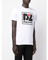 T-shirt à col rond imprimé blanc DSQUARED2