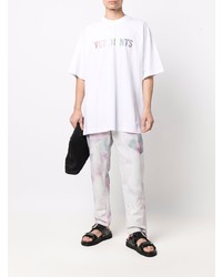 T-shirt à col rond imprimé blanc Vetements