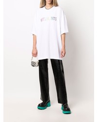 T-shirt à col rond imprimé blanc Vetements