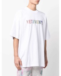 T-shirt à col rond imprimé blanc Vetements