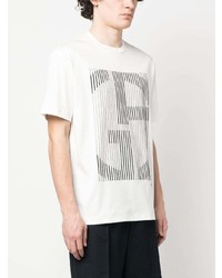 T-shirt à col rond imprimé blanc Giorgio Armani