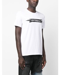 T-shirt à col rond imprimé blanc Just Cavalli