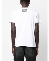 T-shirt à col rond imprimé blanc Just Cavalli