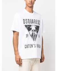 T-shirt à col rond imprimé blanc DSQUARED2