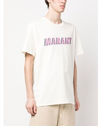 T-shirt à col rond imprimé blanc Isabel Marant