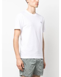 T-shirt à col rond imprimé blanc Stone Island