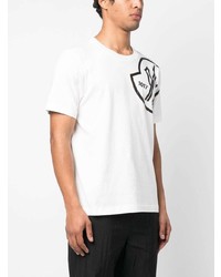 T-shirt à col rond imprimé blanc Moncler