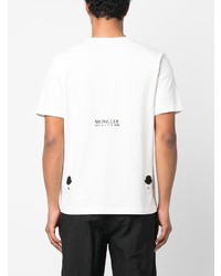 T-shirt à col rond imprimé blanc Moncler