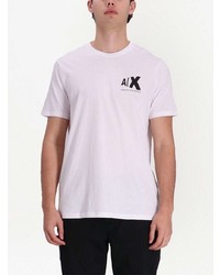 T-shirt à col rond imprimé blanc Armani Exchange