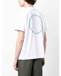 T-shirt à col rond imprimé blanc Sacai