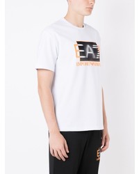 T-shirt à col rond imprimé blanc Ea7 Emporio Armani