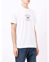 T-shirt à col rond imprimé blanc Emporio Armani