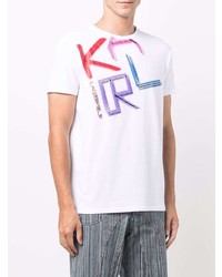 T-shirt à col rond imprimé blanc Karl Lagerfeld