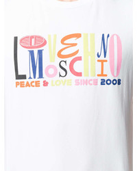 T-shirt à col rond imprimé blanc Love Moschino