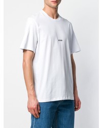 T-shirt à col rond imprimé blanc MSGM