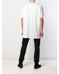 T-shirt à col rond imprimé blanc Balmain