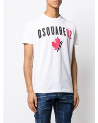 T-shirt à col rond imprimé blanc DSQUARED2