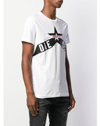 T-shirt à col rond imprimé blanc Diesel