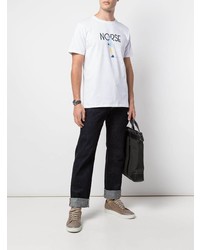 T-shirt à col rond imprimé blanc Norse Projects