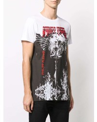 T-shirt à col rond imprimé blanc Philipp Plein