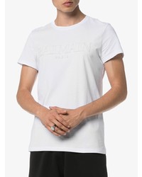 T-shirt à col rond imprimé blanc Balmain