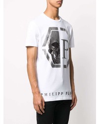 T-shirt à col rond imprimé blanc Philipp Plein