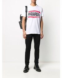 T-shirt à col rond imprimé blanc DSQUARED2