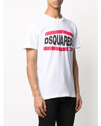 T-shirt à col rond imprimé blanc DSQUARED2