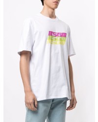 T-shirt à col rond imprimé blanc MSGM