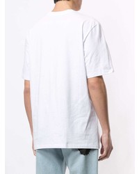 T-shirt à col rond imprimé blanc MSGM