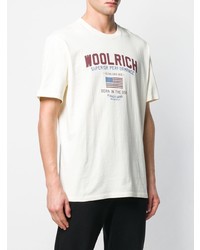 T-shirt à col rond imprimé blanc Woolrich