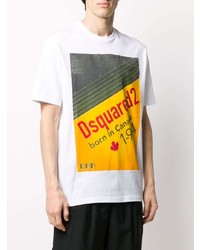 T-shirt à col rond imprimé blanc DSQUARED2