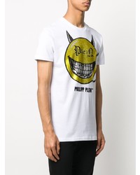 T-shirt à col rond imprimé blanc Philipp Plein