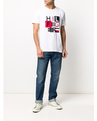 T-shirt à col rond imprimé blanc Tommy Hilfiger