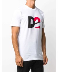 T-shirt à col rond imprimé blanc DSQUARED2