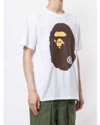 T-shirt à col rond imprimé blanc A Bathing Ape