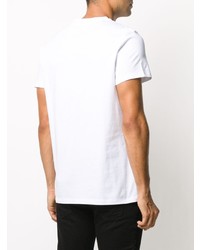 T-shirt à col rond imprimé blanc Balmain