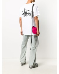 T-shirt à col rond imprimé blanc Stussy